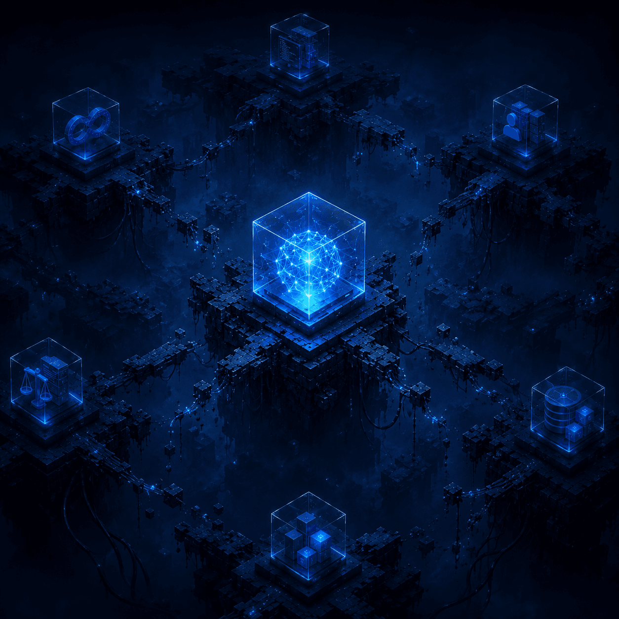 Weakly connected enterprise AI implementation network